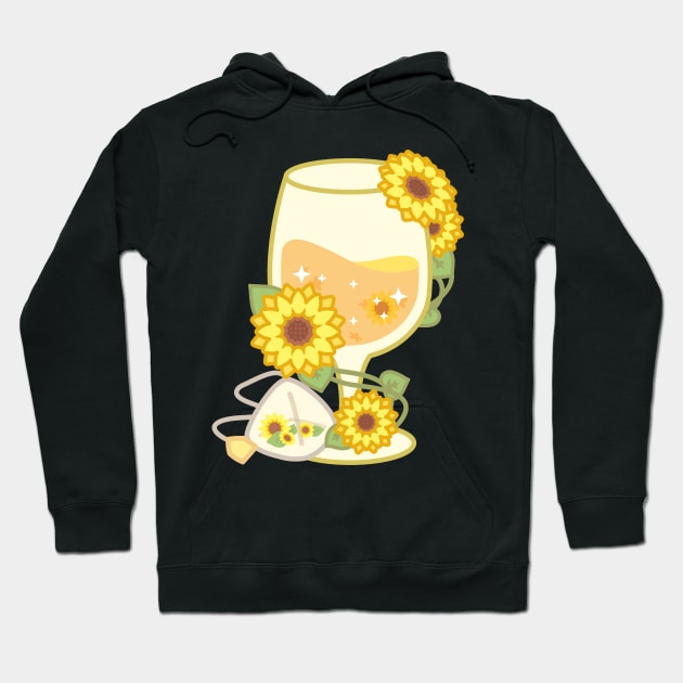 Yellow Sparkling Sunflower Herbal Tea in a Glass Goblet Hoodie by cSprinkleArt